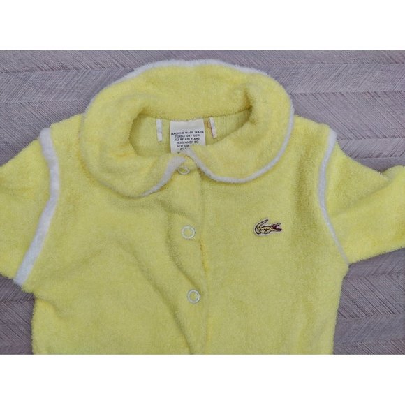 Vintage Izod Lacoste Alligator Sleeper Footie Size S Up To 11 Lbs Terry Yellow - Picture 2 of 9